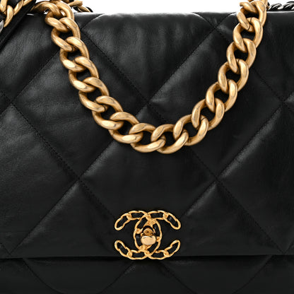 Chanel Goatskin Quilted Maxi Chanel 19 Flap Black 8 of 10
