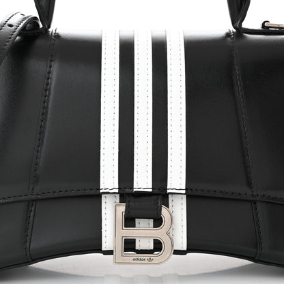 Balenciaga X ADIDAS Shiny Box Calfskin Small Hourglass Top Handle Bag Black White 8 of 11