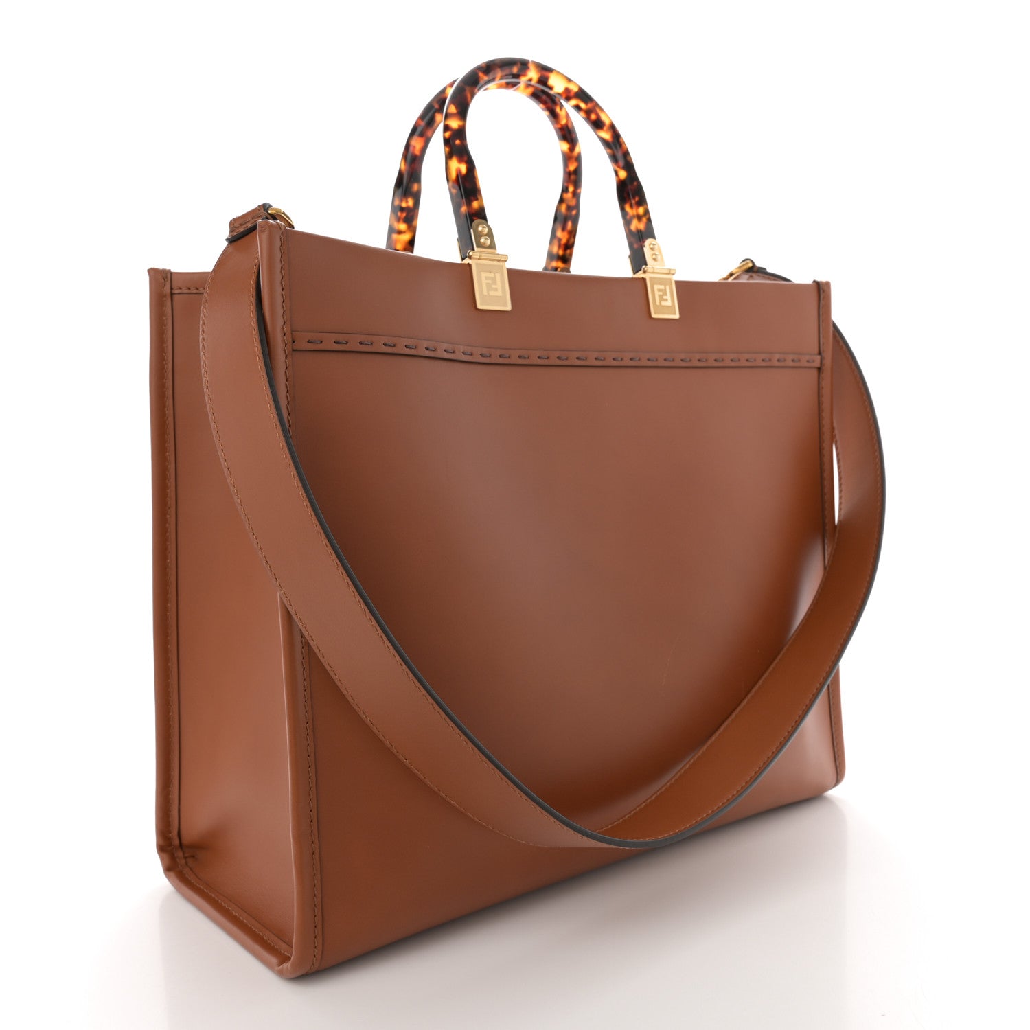 Fendi Vitello King Plexiglass Medium Fendi Sunshine Shopper Tote Cuoio 3 of 15