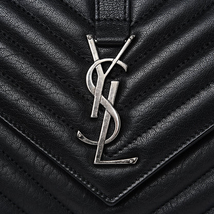 Saint Laurent Sheepskin Matelasse Chevron Monogram Medium College Bag Black 8 of 8