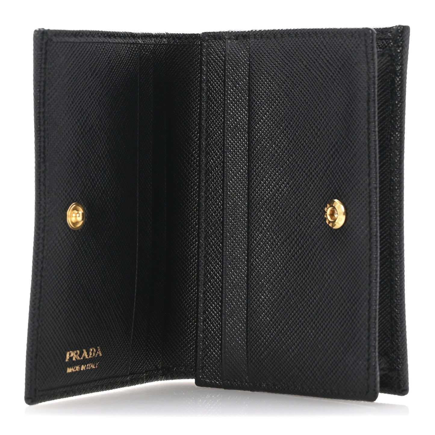 Saffiano Triangle Bi-Fold Compact Wallet Black