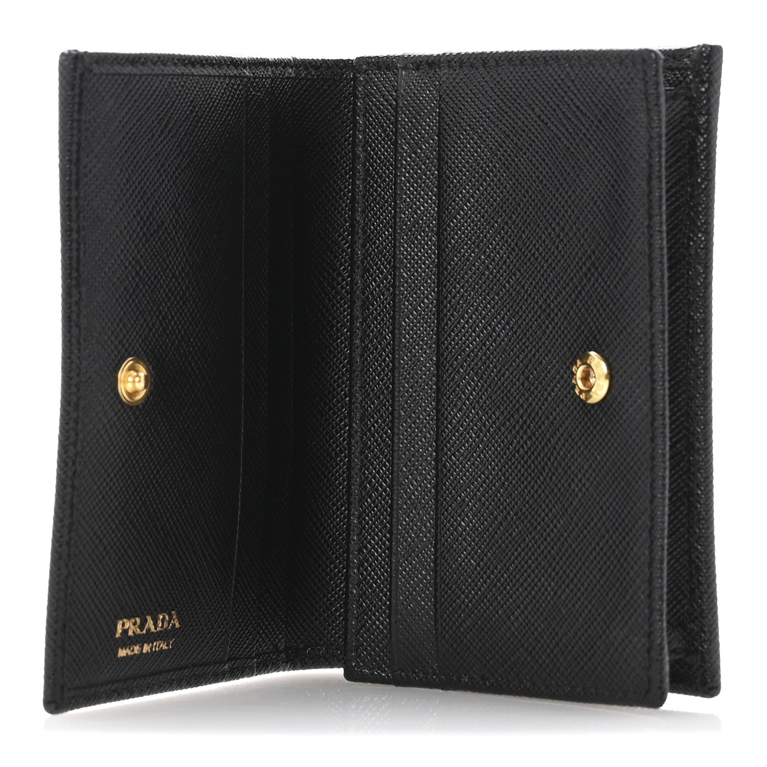Prada Saffiano Triangle Bi-Fold Compact Wallet Black 5 of 9
