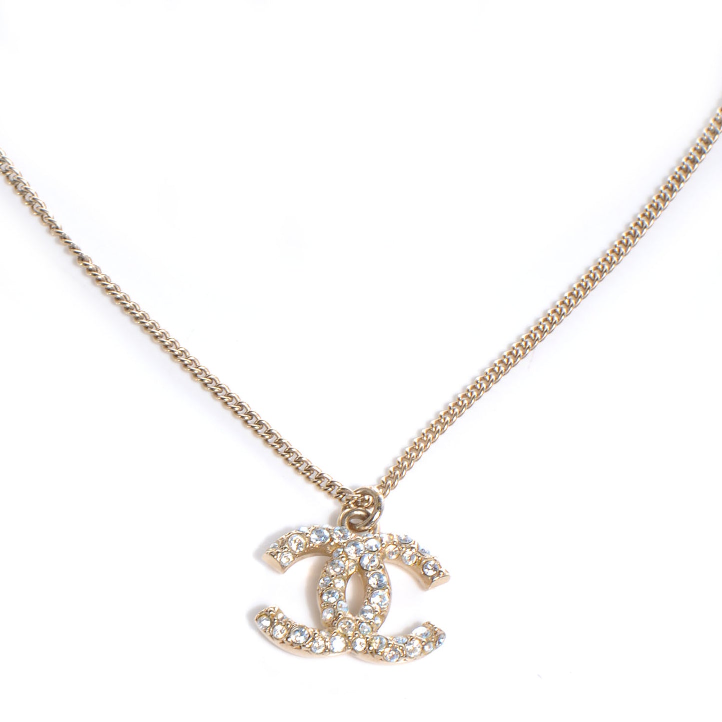 Crystal CC Necklace Brushed Gold