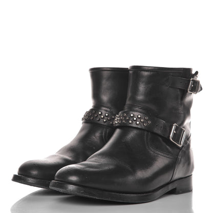 Saint Laurent Smooth Calfskin Studded Light Bowling Boots 36.5 Black 3 of 11