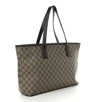 Gucci GG Supreme Monogram Medium Zippered Shopping Tote Dark Brown 3 of 14