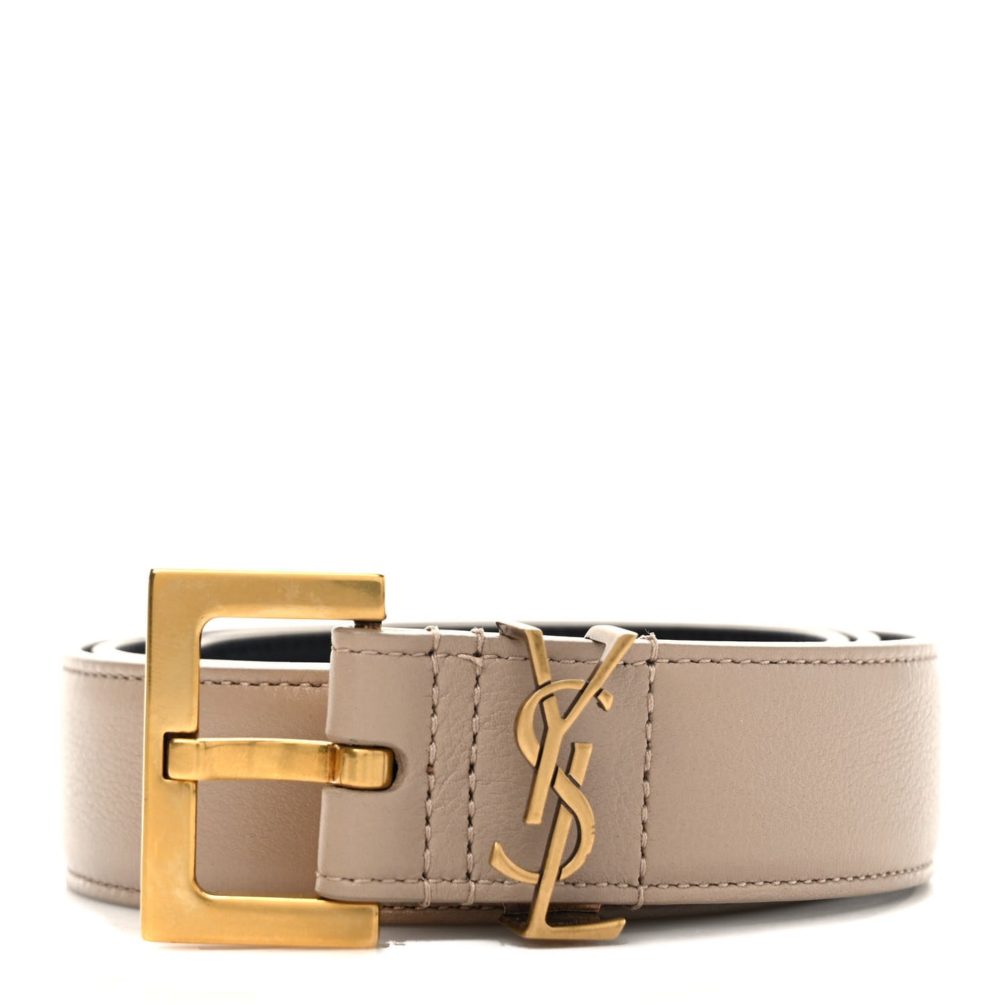 Smooth Calfskin Monogram Square Buckle Belt 75 30 Dark Beige