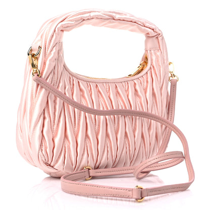 Miu Miu Satin Matelasse Wander Hobo Alabaster Pink 3 of 11