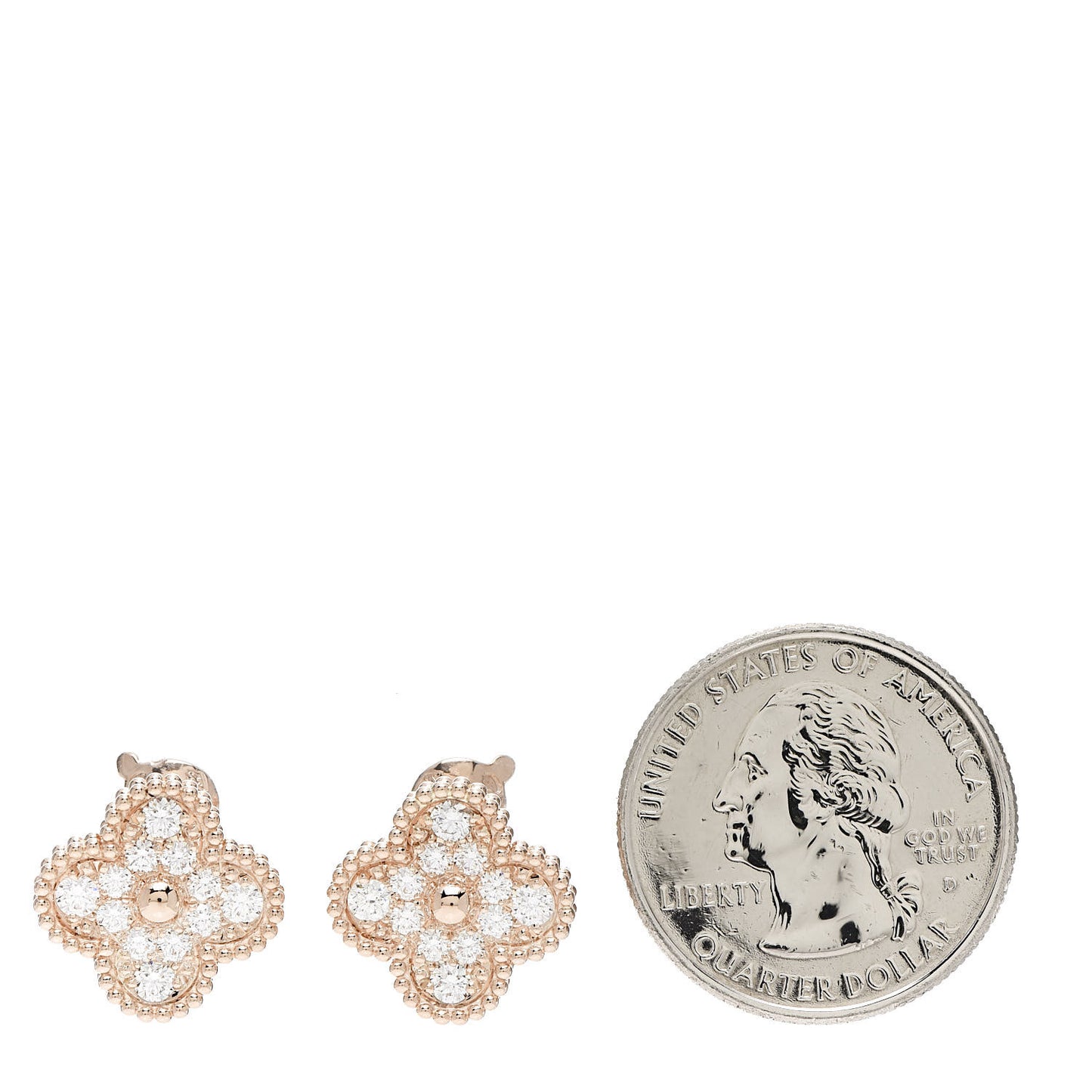 18K Rose Gold Diamond Vintage Alhambra Earrings
