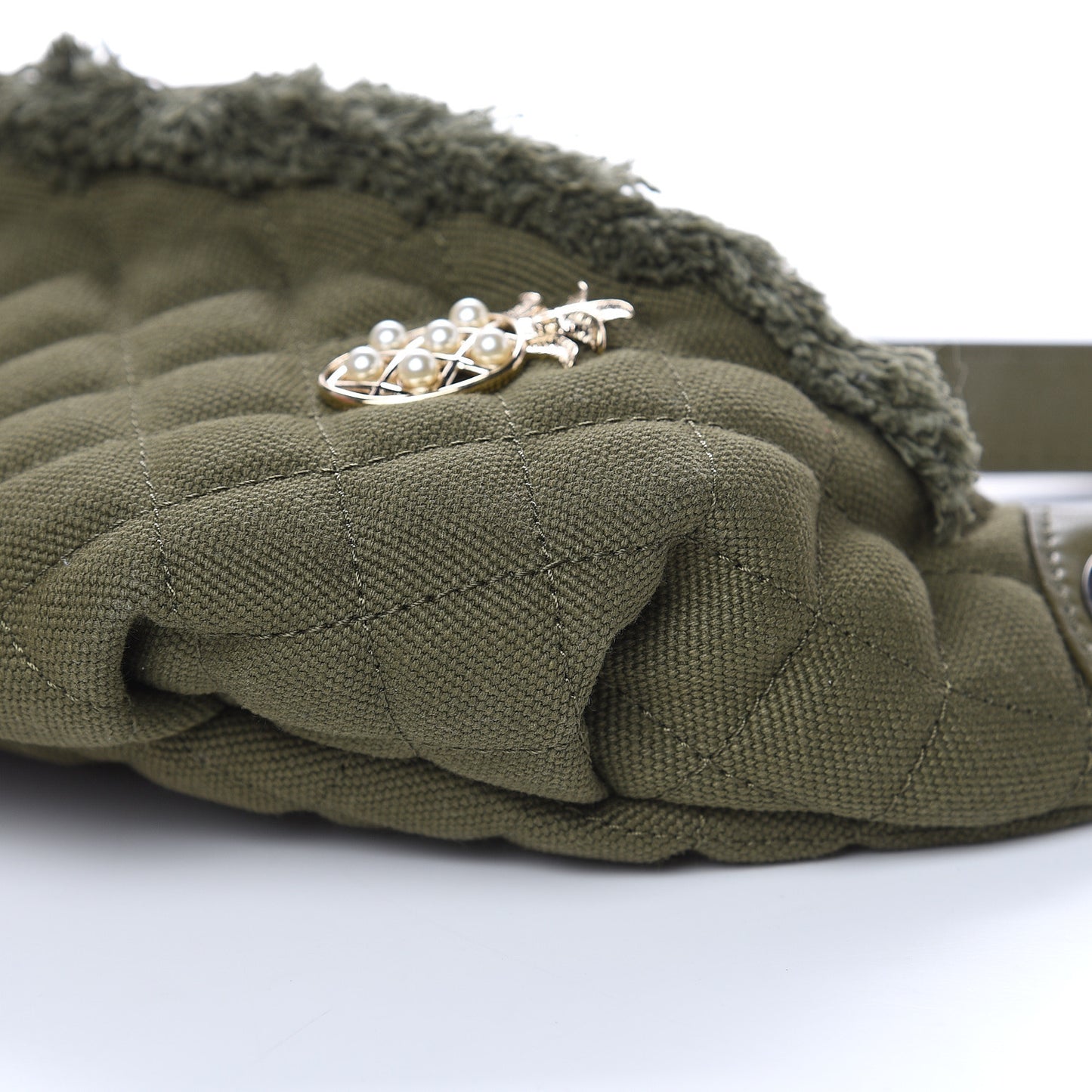 Canvas Lambskin Quilted Coco Cuba Charms Waist Bag Khaki