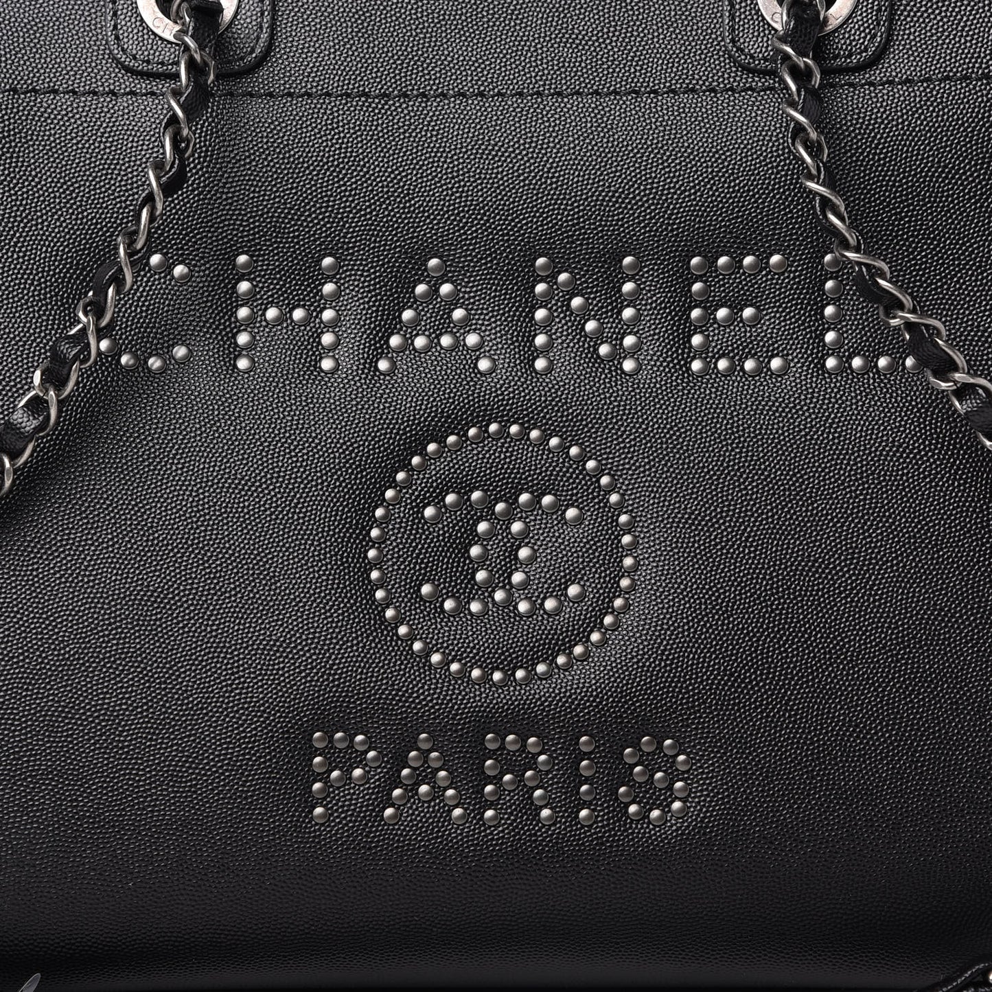 Caviar Small Studded Deauville Tote Black