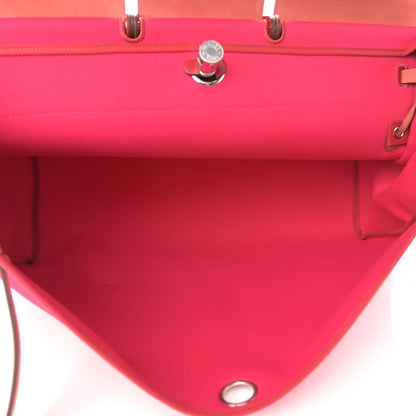 Hermes Military Toile Vache Hunter Herbag Zip Retourne Cabine Bag Rose Mexico Rouge Piment 6 of 13