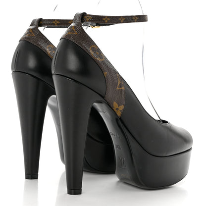 Louis Vuitton Calfskin Monogram Afterglow Platform Pumps 36.5 Black 4 of 7