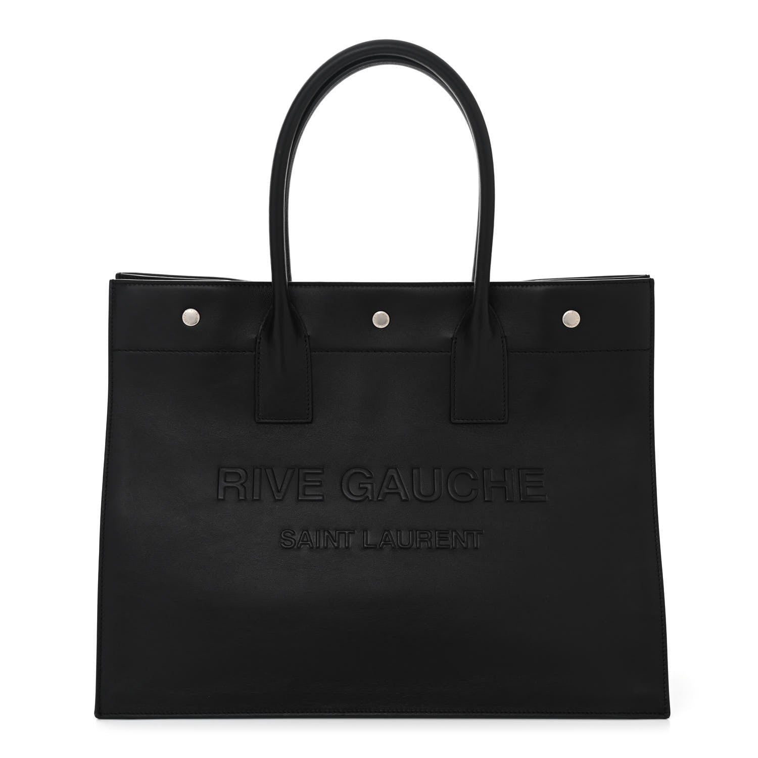 Saint Laurent Smooth Calfskin Rive Gauche Small Tote Black 1 of 9