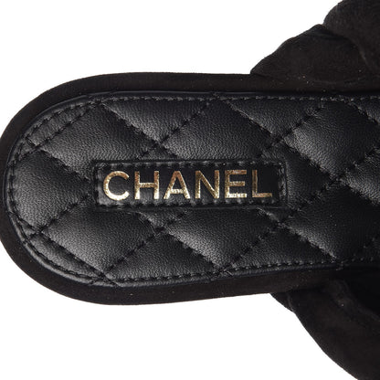 Chanel Kid Suede Braided Chain CC Slide Flat Sandals 35 Black 8 of 9