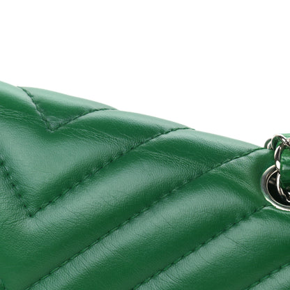 Chanel Lambskin Chevron Quilted Medium Single Flap Green 11 of 13