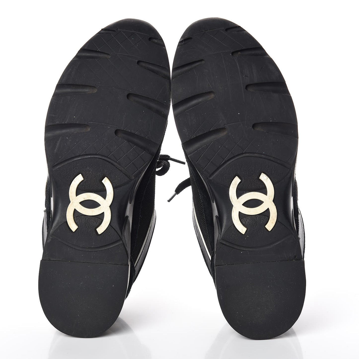 Suede Calfskin CC Sneakers 38 Black White