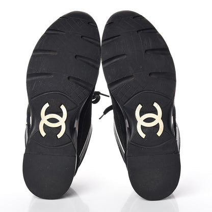 Chanel Suede Calfskin CC Sneakers 38 Black White 8 of 8