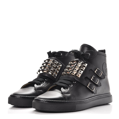 Hermes Calfskin Studded Lennox High Top Sneakers 41 Black 3 of 9