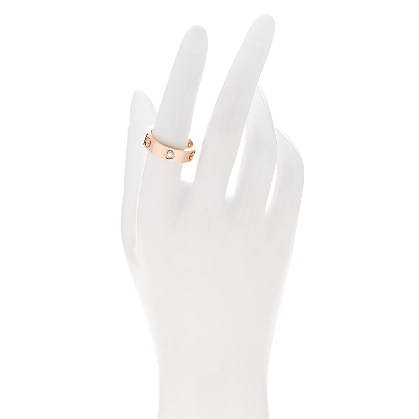 18K Pink Gold 3 Diamond LOVE Ring 55 7.25