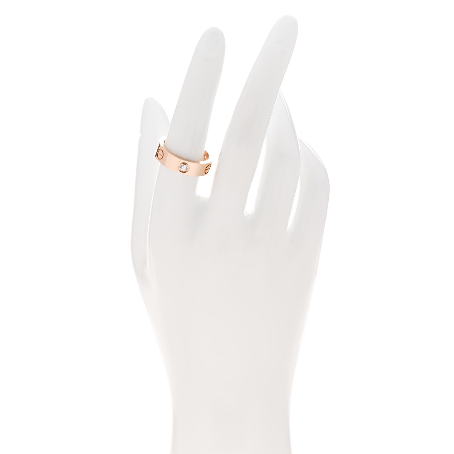 Cartier 18K Pink Gold 3 Diamond LOVE Ring 55 7.25 2 of 4