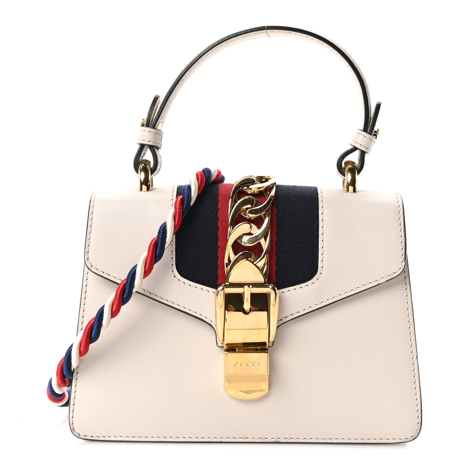 Gucci Calfskin Mini Sylvie Top Handle Bag White 1 of 10