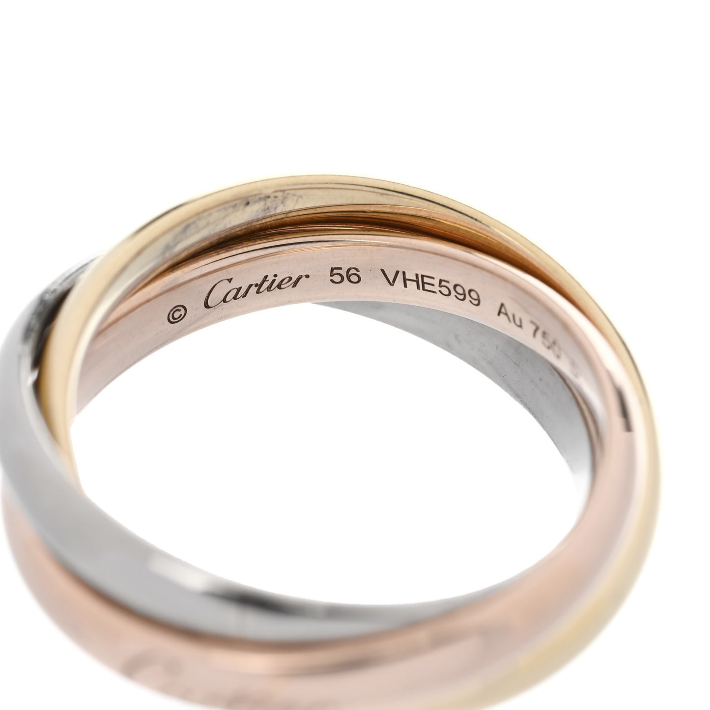 18K Pink Yellow White Gold Classic Trinity Ring 56 7.5