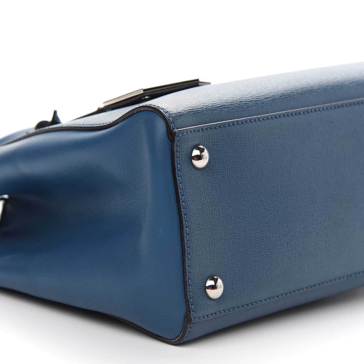 Fendi Vitello Elite Petite 2Jours Tote Blue Cobalto 7 of 8