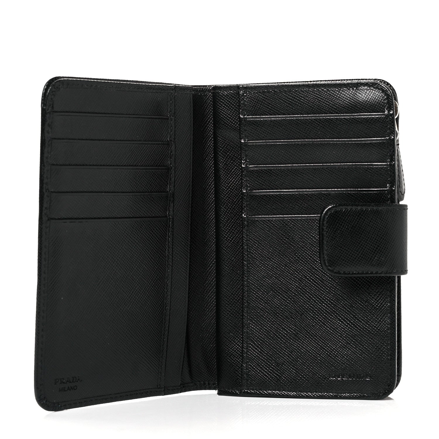 Prada Saffiano Metal Compact Wallet Black 7 of 10