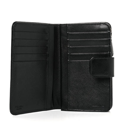 Prada Saffiano Metal Compact Wallet Black 7 of 10