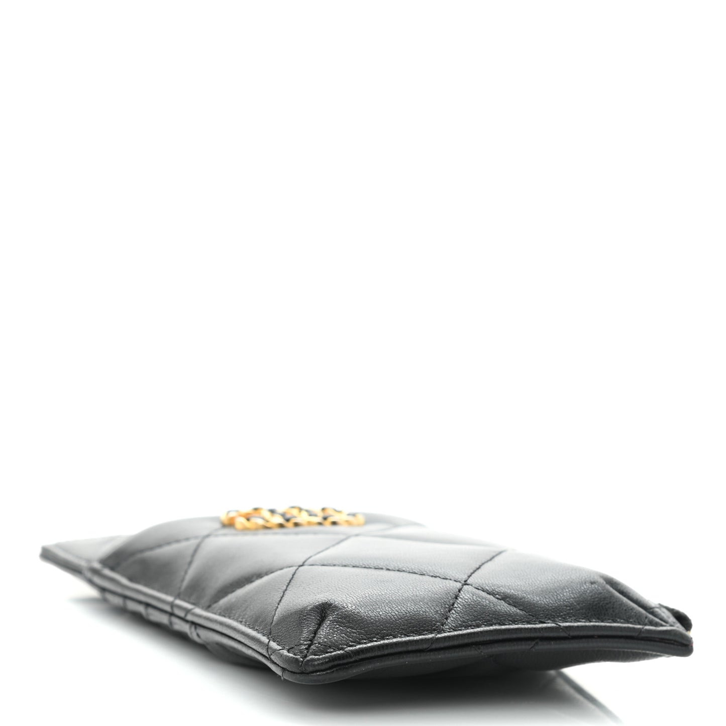 Lambskin Quilted Chanel 19 Phone and Card Holder Black