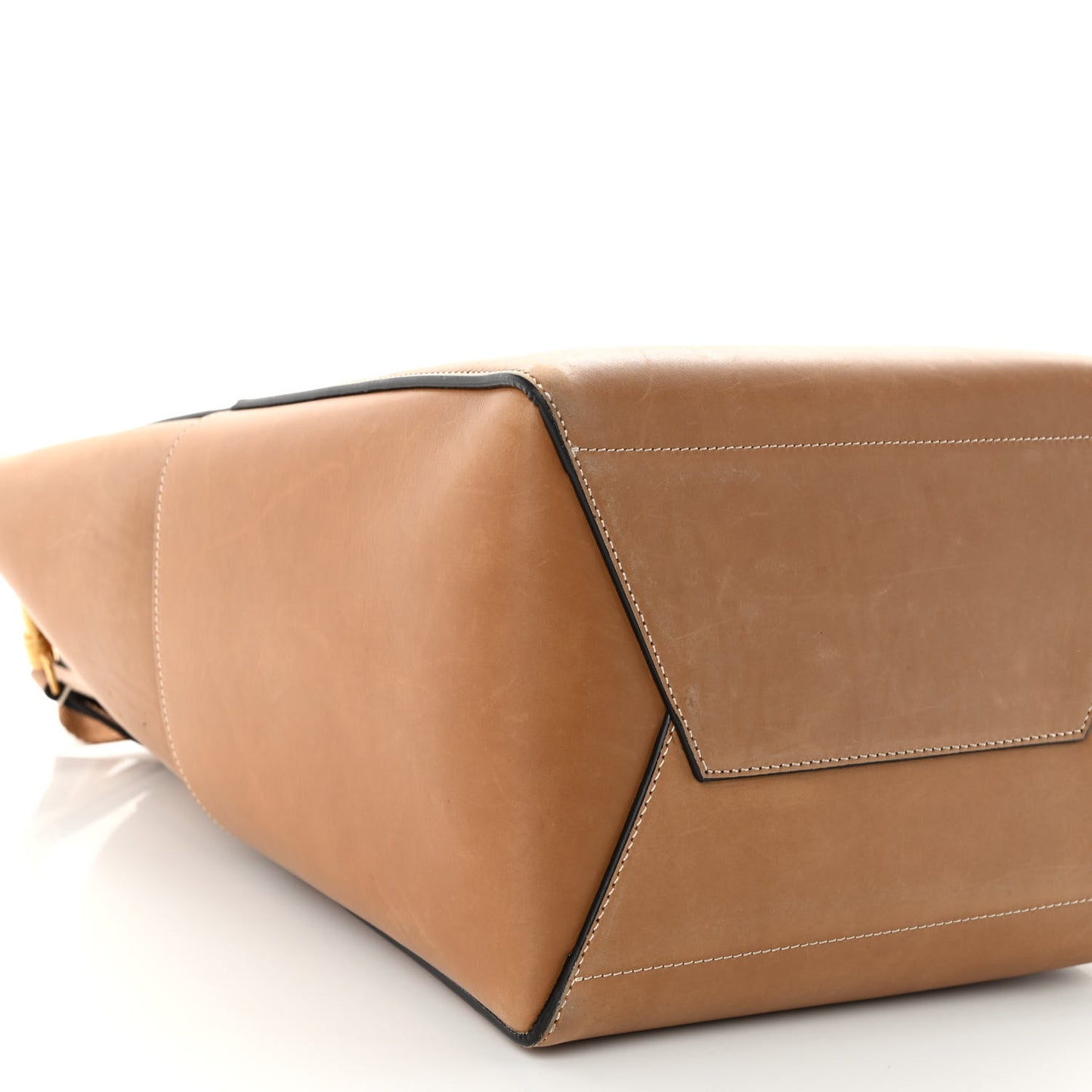 Natural Calfskin Sangle Bucket Bag Light Camel