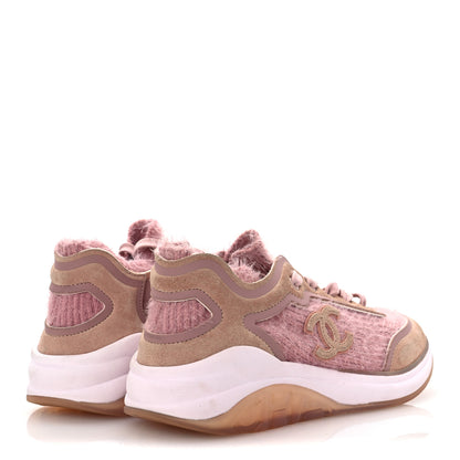 Chanel Suede Calfskin Stretch Fabric CC Sneakers 36.5 Pink 5 of 12