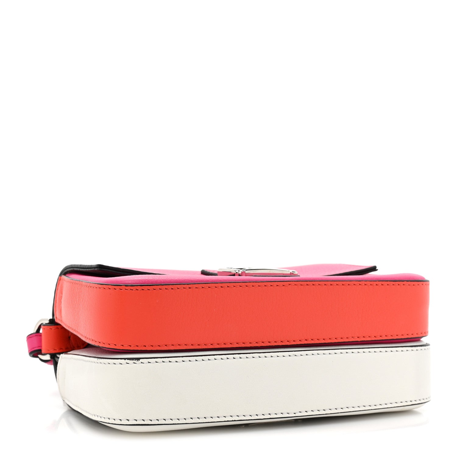 Fendi Vitello Dolce Nappa Flowerland Tri-Color Micro Double Baguette Fuxia White Ice Papavero 4 of 10