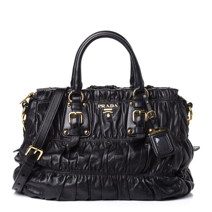 Prada Nappa Gaufre Buckle Shoulder Bag Black 1 of 4