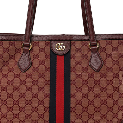 Gucci Monogram Textured Dollar Calfskin Web Medium Ophidia Shopping Tote Sahara Rubino Chardonnay 7 of 10