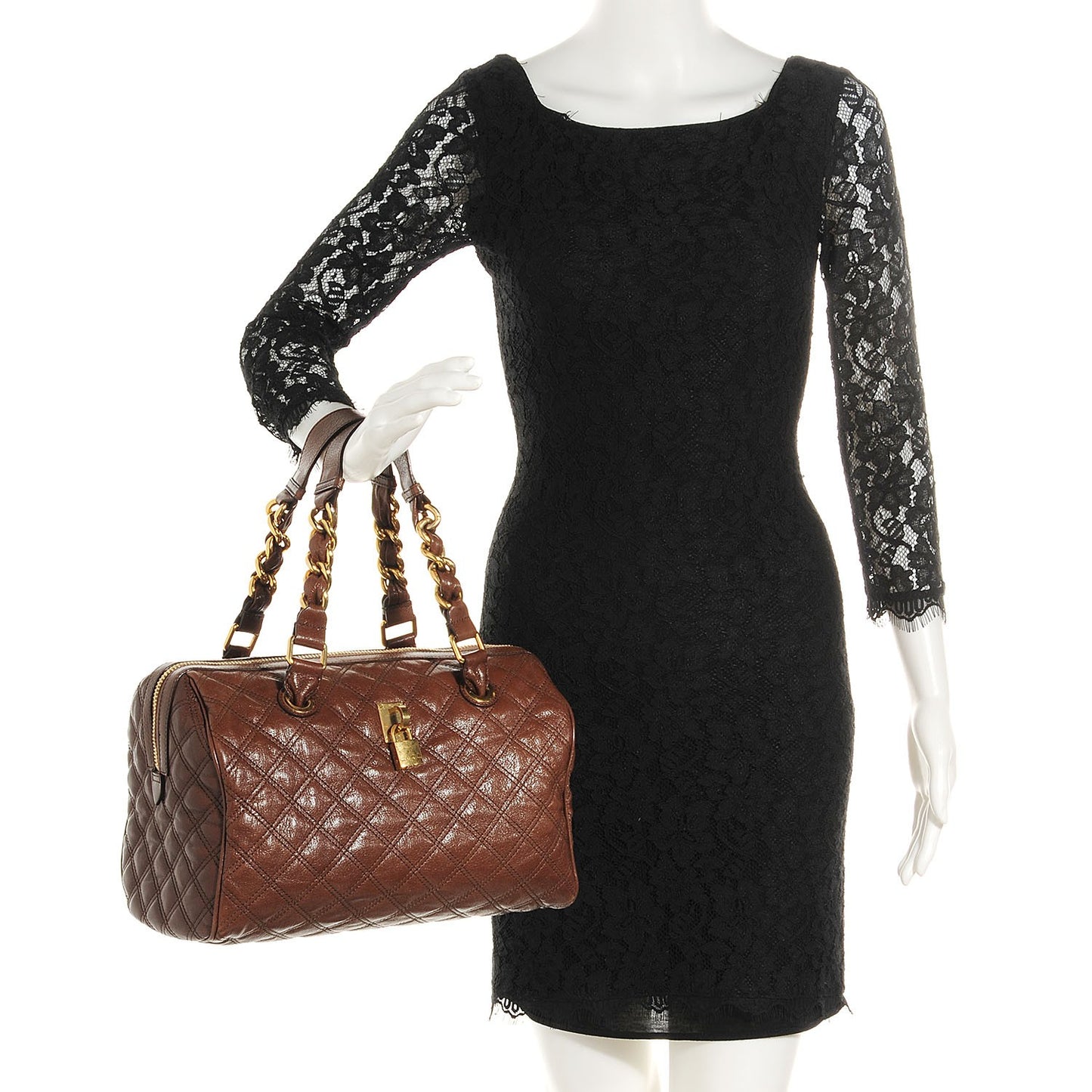 Lacquered Goatskin Quilted Westside Brown