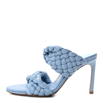 Bottega Veneta Nappa Twisted Padded Intrecciato Curve Slide Sandals 39 Ice 1 of 8