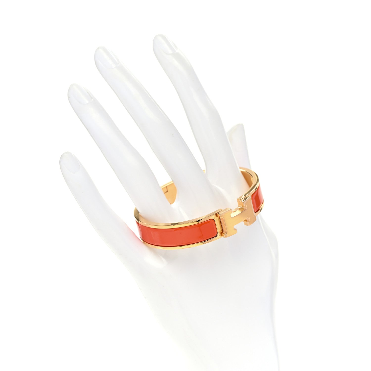 Hermes Enamel Narrow Clic Clac H Bracelet PM Orange 2 of 5
