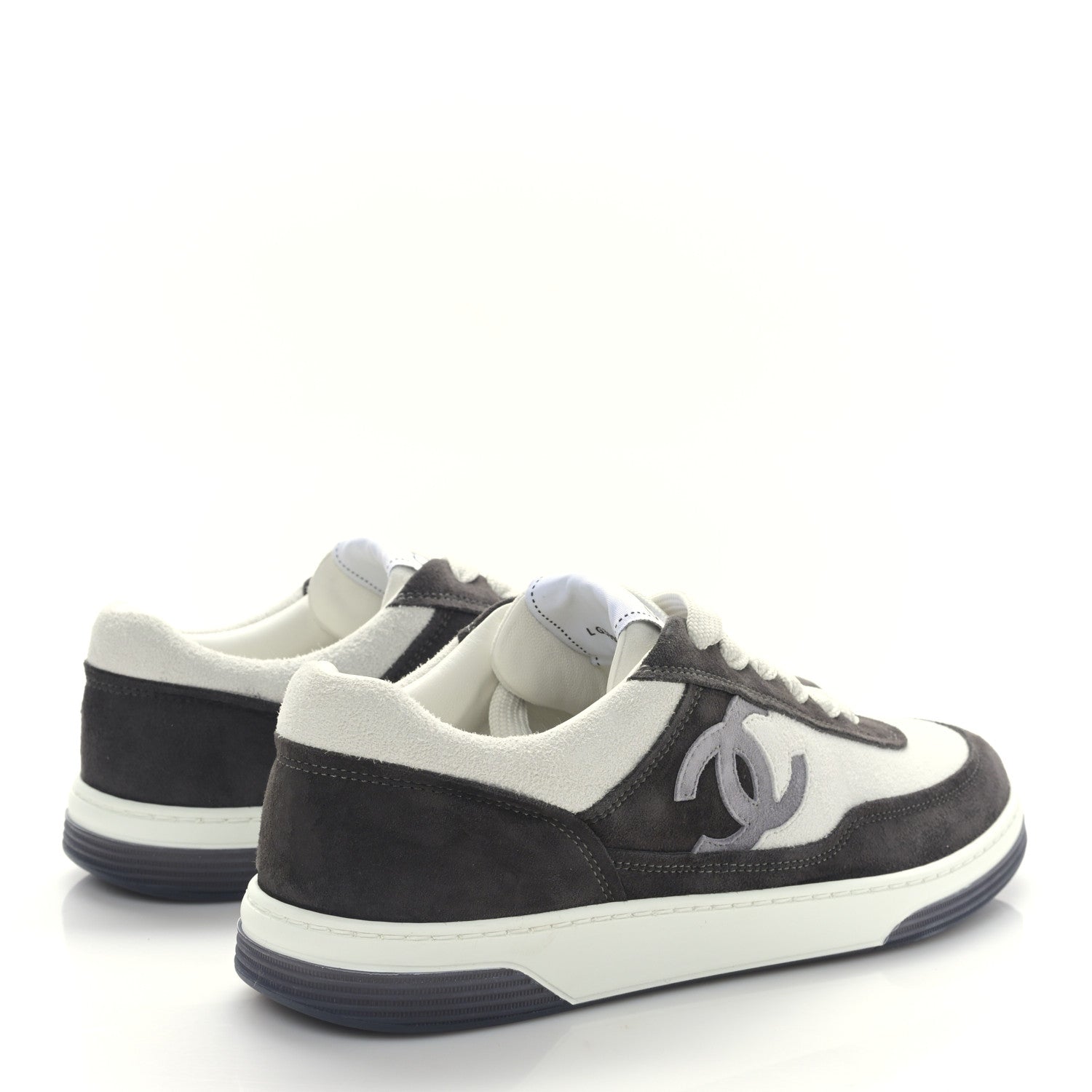 Chanel Suede Kidskin Womens CC Sneakers 39 Black White 4 of 9