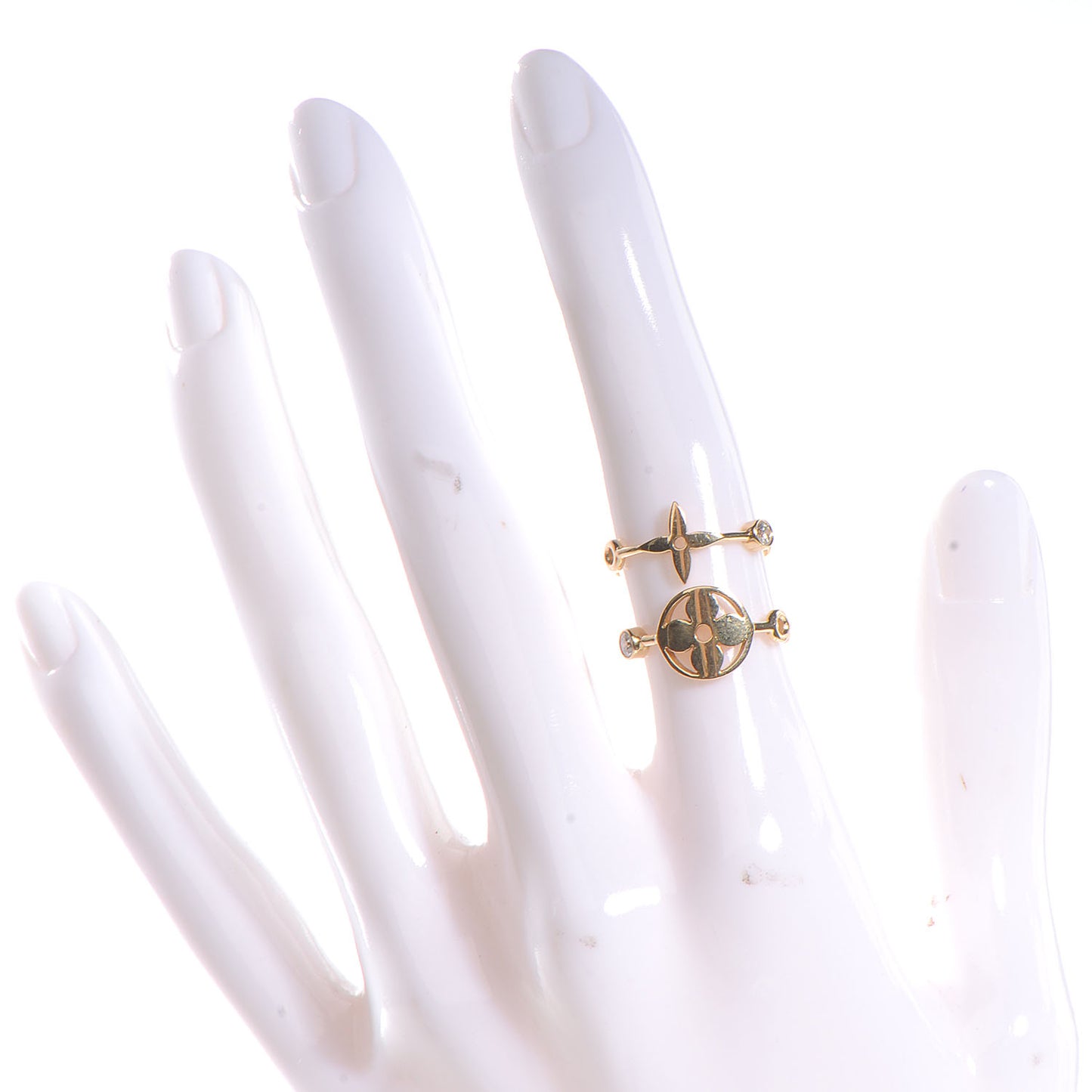 Diamond 18k Gold Monogram Skin Rings 5