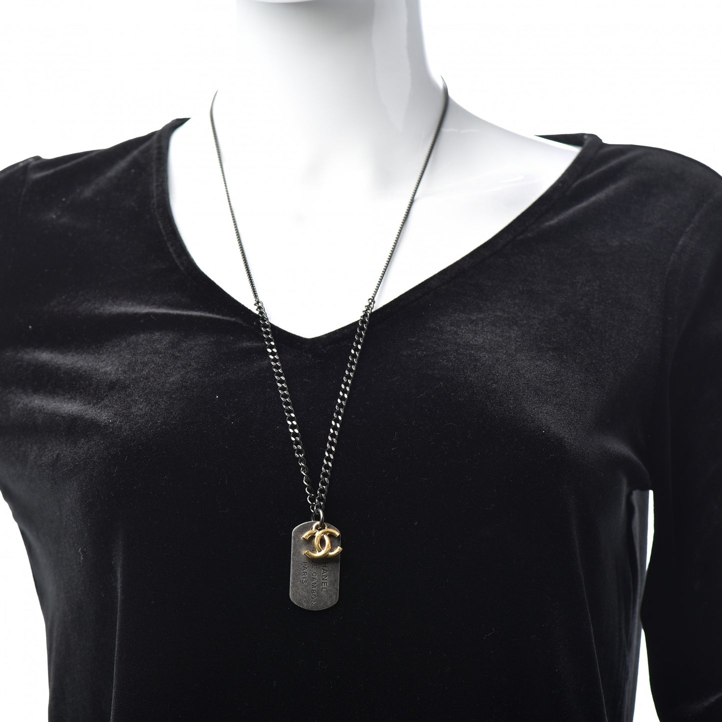 Ruthenium ID Dog Tag Charm Necklace Silver Gold