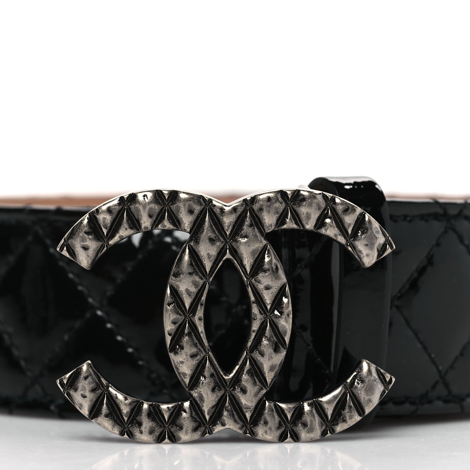Chanel Patent Quilted CC Logo Wide Belt 90 36 Black 2 of 9
