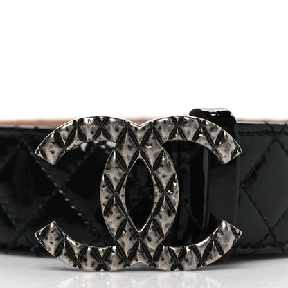 Chanel Patent Quilted CC Logo Wide Belt 90 36 Black 2 of 9