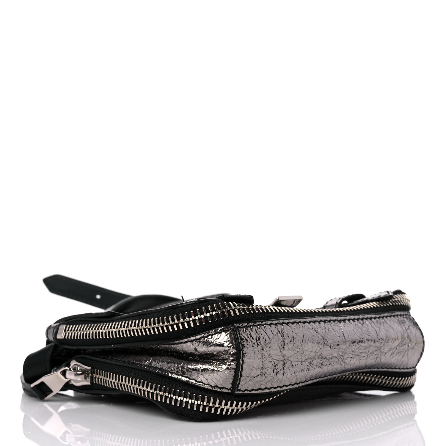 Proenza Schouler Metallic Paper Lambskin PS1 Mini Pouch Messenger Dark Silver 4 of 11