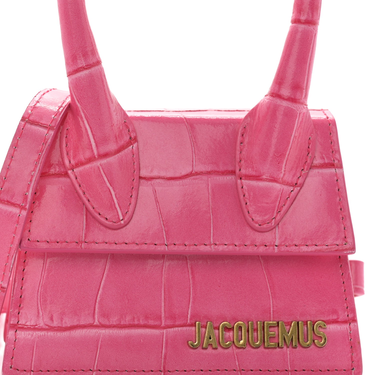 Jacquemus Calfskin Crocodile Embossed Le Chiquito Pink 7 of 11