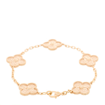 Van Cleef & Arpels 18K Rose Gold 5 Motifs Vintage Alhambra Bracelet 3 of 6