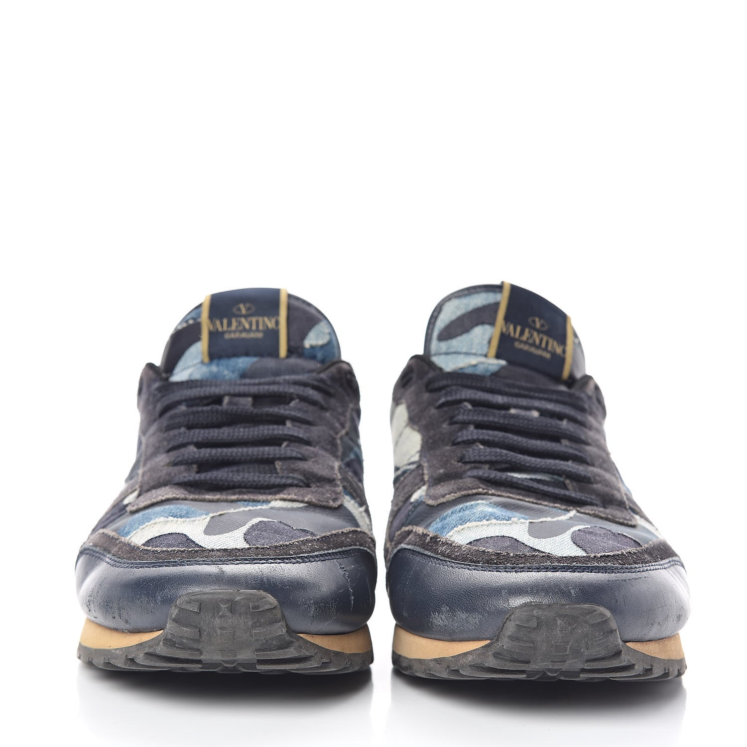 Valentino Garavani Denim Suede Camouflage Mens Rockrunner Sneakers 42 Multicolor 2 of 14