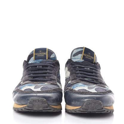 Valentino Garavani Denim Suede Camouflage Mens Rockrunner Sneakers 42 Multicolor 2 of 14