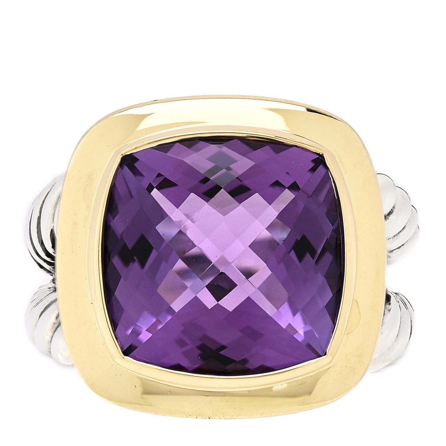 Sterling Silver 18K Yellow Gold Amethyst 14mm Albion Ring 57 8