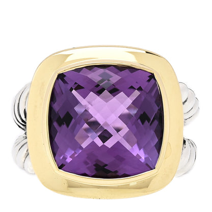 David Yurman Sterling Silver 18K Yellow Gold Amethyst 14mm Albion Ring 57 8 1 of 7